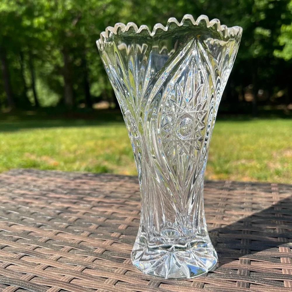 Vintage‎ Nachtmann Palais Lead Crystal Vase Made in Germany Scalloped Edge